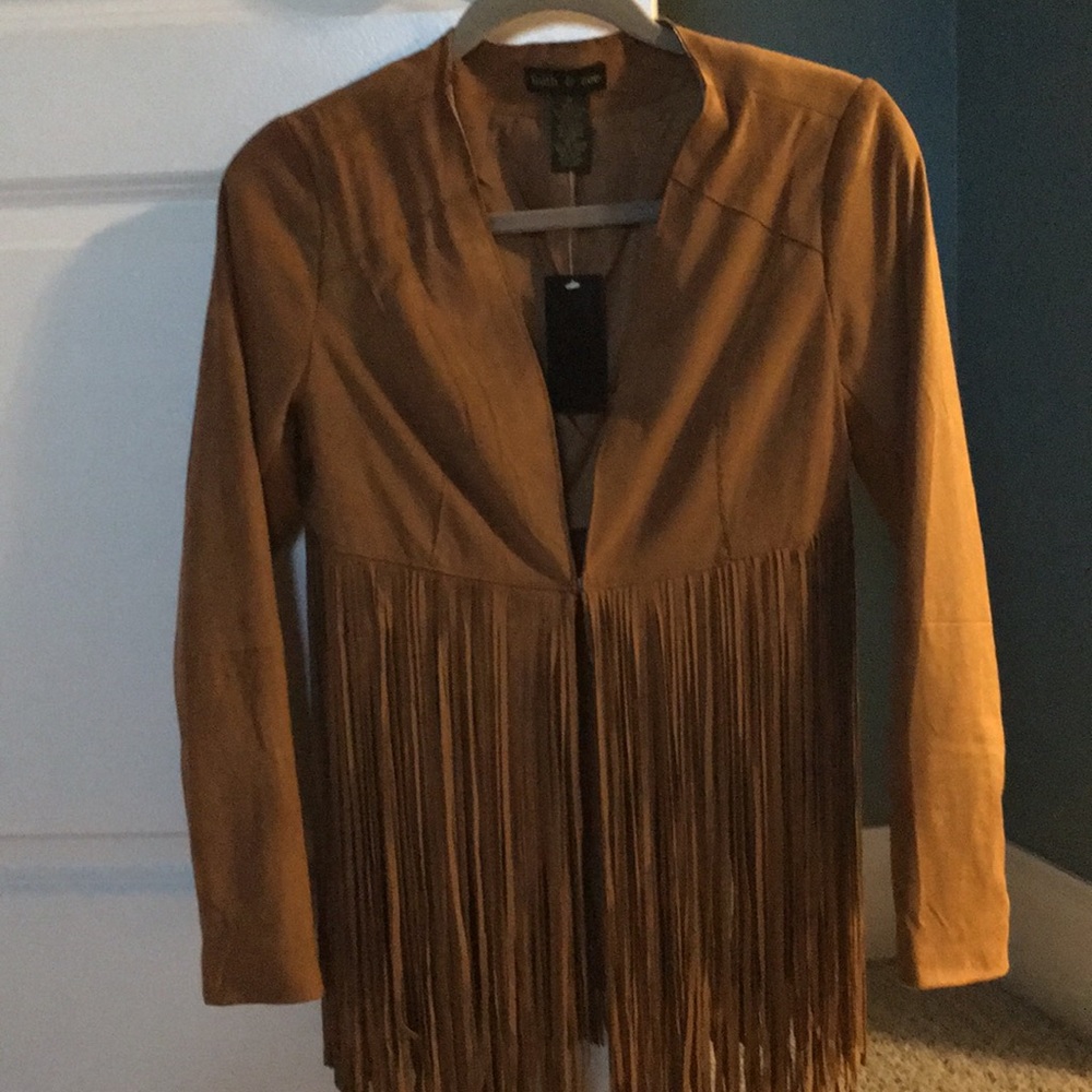 Fringe faux suede jacket